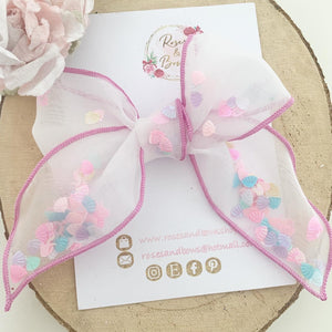 Mermaid Shaker Organza Hair Bow Headband or Clip