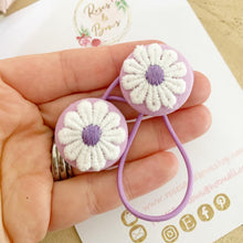 Load image into Gallery viewer, Purple Daisy Bobble Hair Ties Set of 2
