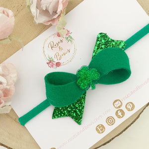 St Patrick’s Day Twist Hair Bow Headband or Clip