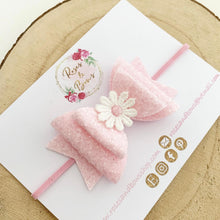 Load image into Gallery viewer, Pink Daisy Hair Bow Headband or Clip
