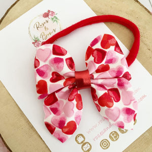 Pink and Red Valentines Valentine’s Sailor Bow Headband or Clip