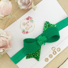 Load image into Gallery viewer, St Patrick’s Day Twist Hair Bow Headband or Clip
