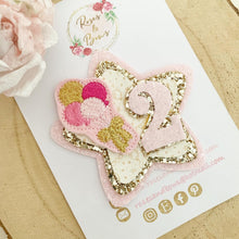 Load image into Gallery viewer, Pink &amp; Gold Birthday Badge - Birthday Glitter Badge
