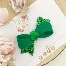 Load image into Gallery viewer, St Patrick’s Day Twist Hair Bow Headband or Clip
