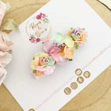 Load image into Gallery viewer, Pastel Rainbow rose flower headband or clip
