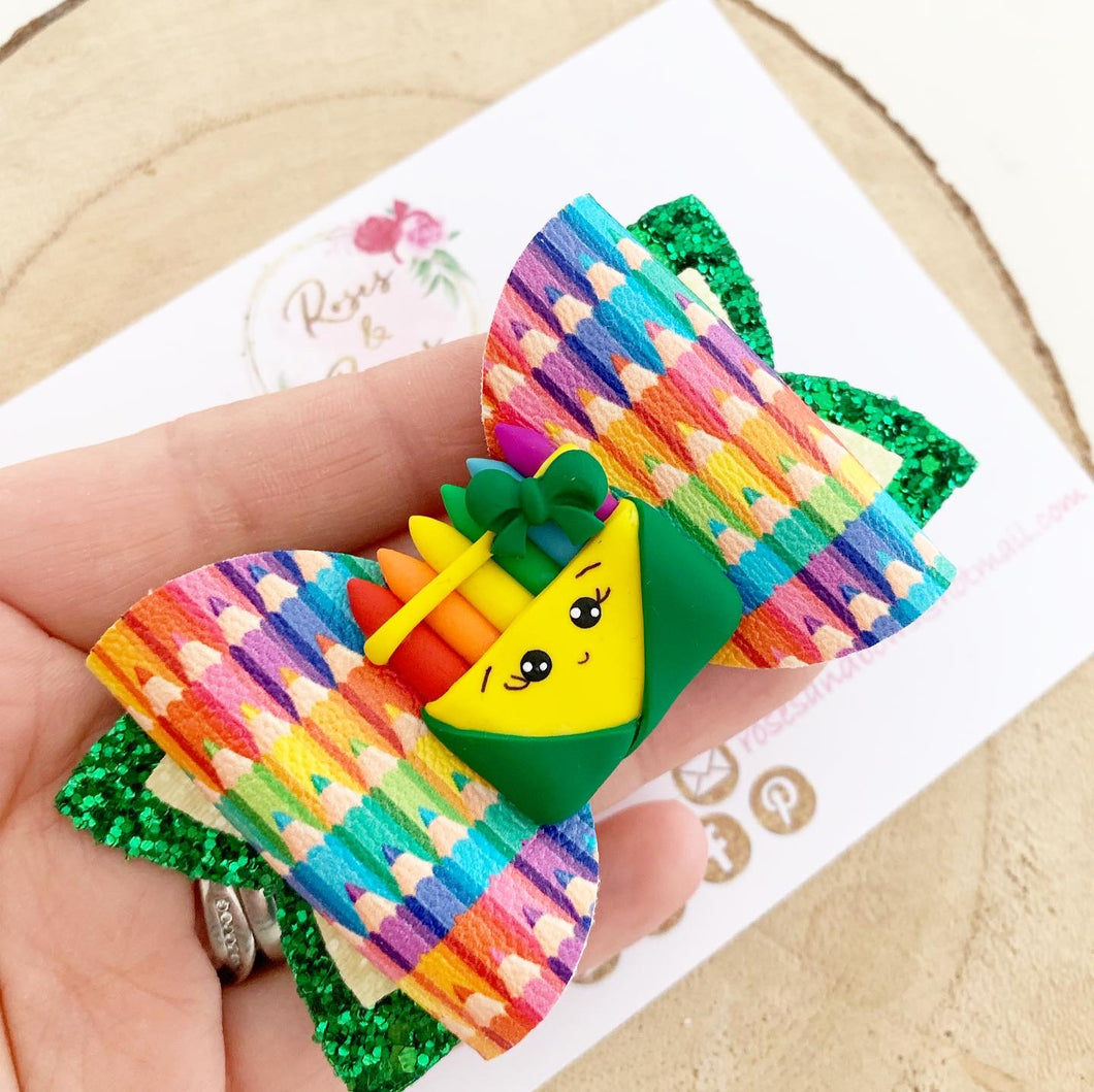 Crayons Hair Bow Headband or Clip