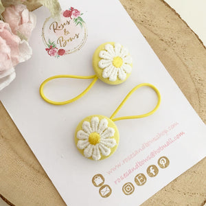 Yellow Daisy Bobble Hair Ties Set of 2