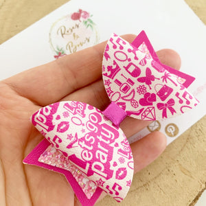 Pink party hair bow Headband or Clip