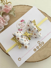 Load image into Gallery viewer, Bee Glitter Bow Headband or Clip
