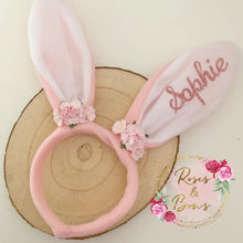 Load image into Gallery viewer, Personalised Name Easter Bunny Ears Headband small fitting
