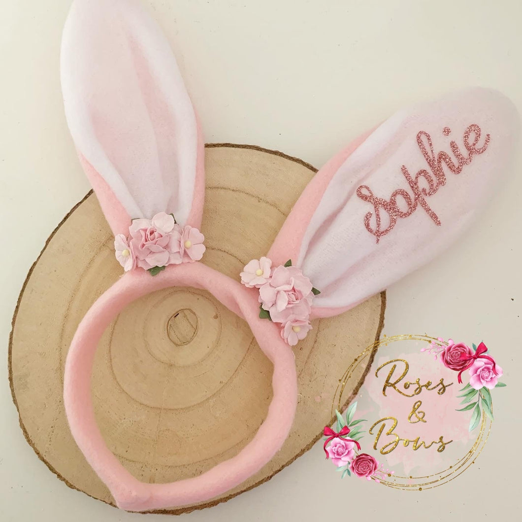 Personalised Name Easter Bunny Ears Headband small fitting