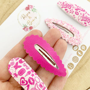 Pink party snap clip set