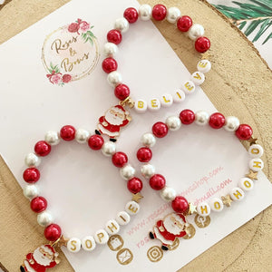 Red Santa Personalised Christmas Bracelet