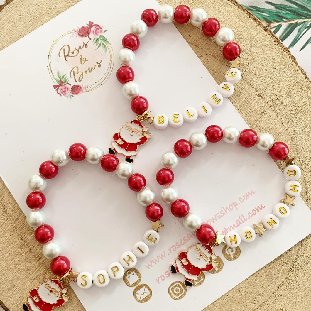 Red Santa Personalised Christmas Bracelet