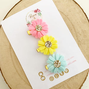 Bright Daisy alligator clip set