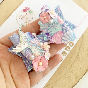 Mermaid Tail Bow Headband or Clip