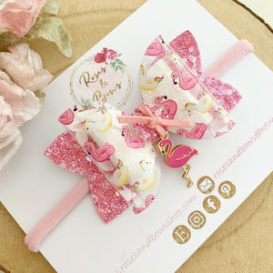 Flamingo and unicorn Transparent Hair Bow Headband or Clip