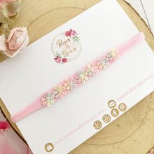 Load image into Gallery viewer, Daisy rainbow headband - pink nylon headband
