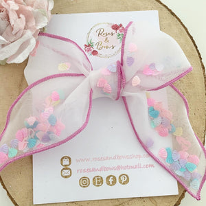 Mermaid Shaker Organza Hair Bow Headband or Clip