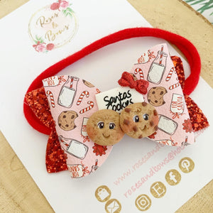 Santa’s Cookies Hair Bow Headband or Clip