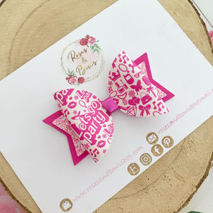 Pink party hair bow Headband or Clip