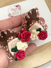 Load and play video in Gallery viewer, Reindeer crown Christmas Hair Bow Headband or Clip
