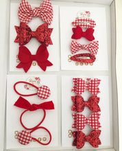 Load image into Gallery viewer, Red School Hair Bows, Fringe Clips or Bobbles
