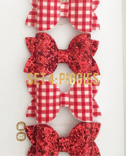 Load image into Gallery viewer, Red School Hair Bows, Fringe Clips or Bobbles
