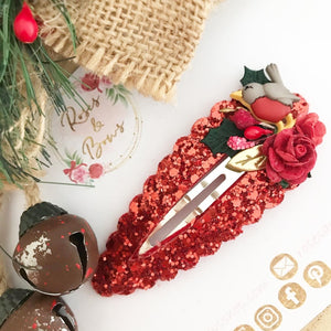 Large Christmas Robin large snap clip