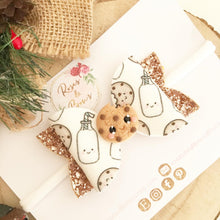 Load image into Gallery viewer, Milk and Cookies Hair Bow Headband or Clip
