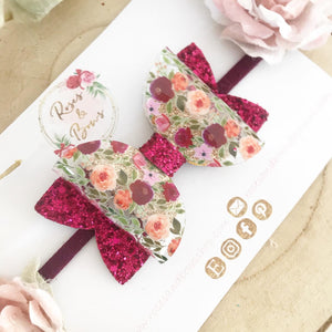 Autumn Fall Flowers Hair Bow Headband or Clip