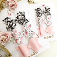 Load image into Gallery viewer, Pink, Black &amp; White Spot Hair Bow Headband or clip Set
