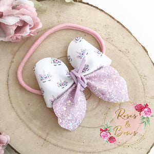 Sleepy Unicorn Hair Bow Headband or Clip