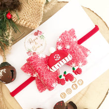 Load image into Gallery viewer, Christmas Hat and Mittens Hair Bow Headband or Clip
