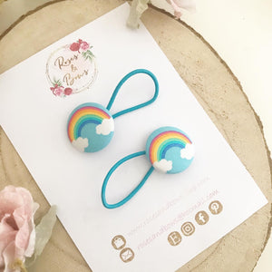 Blue Rainbow Bobble Hair Ties Set of 2