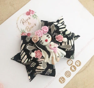 Halloween Bride Hair Bow Headband or Clip