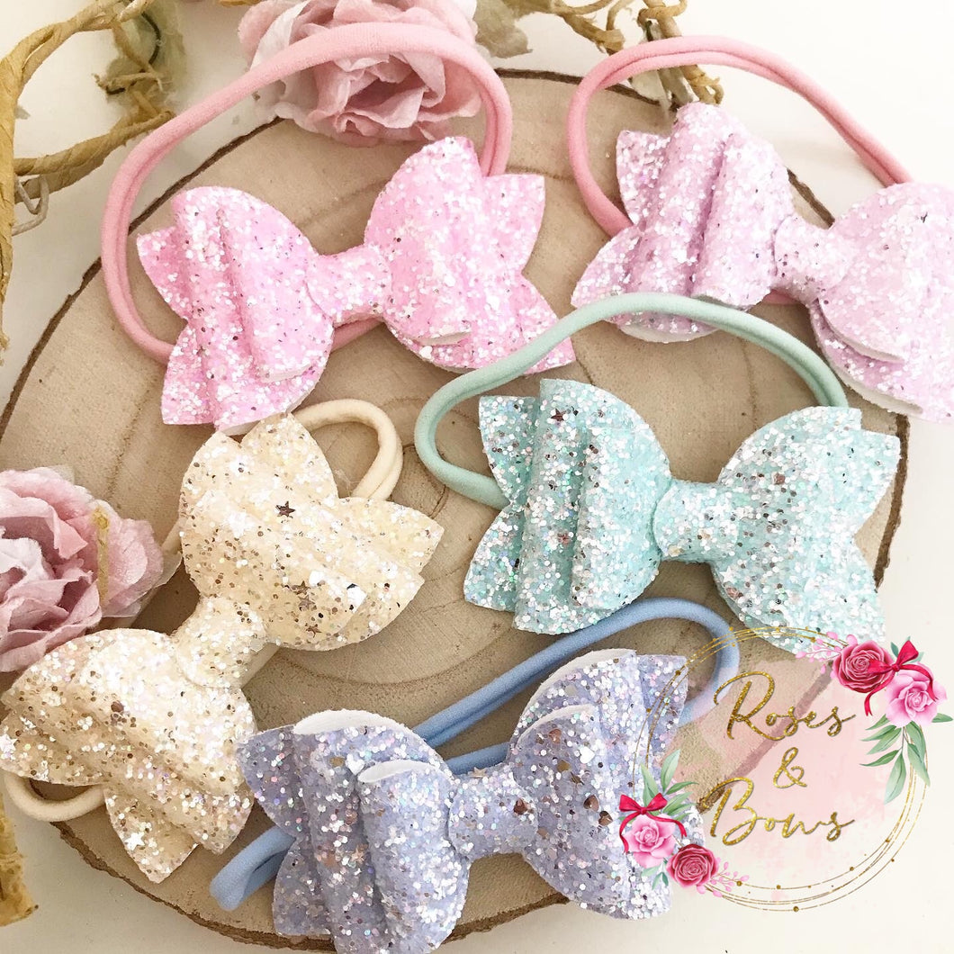 Sparkle Glitter Bow Headband it Clip