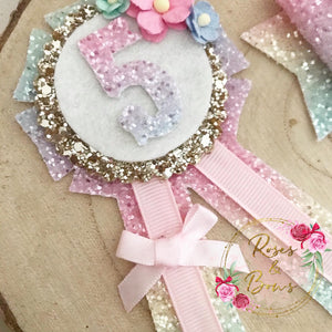 Birthday badge and bow. Available individually or as a set