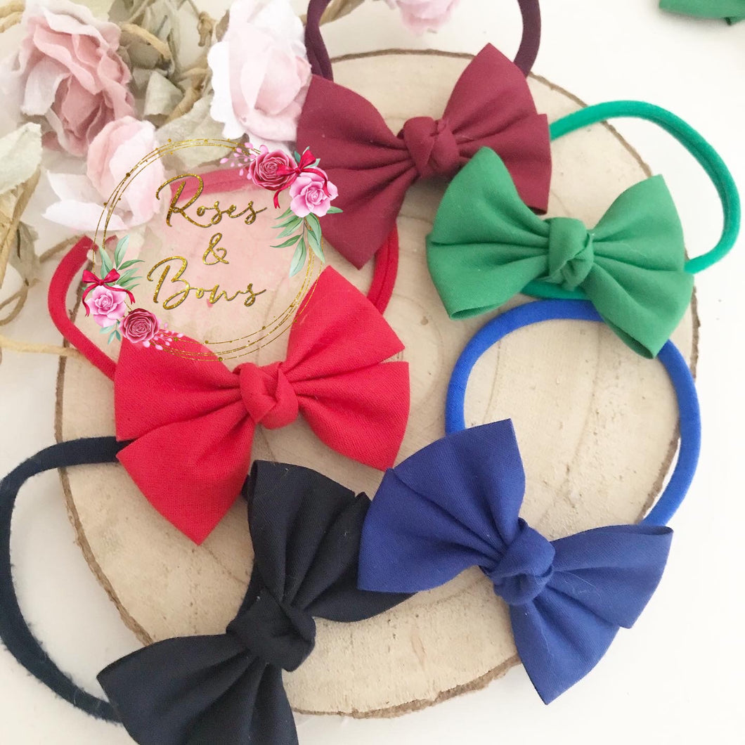 cotton pinch Hair Bow Headband or Clip