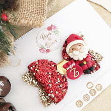 Load image into Gallery viewer, Personalised Christmas Santa Sack Hair Bow Headband or Clip
