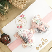 Load image into Gallery viewer, Pink Christmas Deer Glitter Bow Headband or Clip
