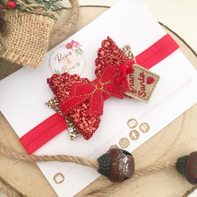 Load image into Gallery viewer, Red Christmas Present Hair Bow Headband or Clip
