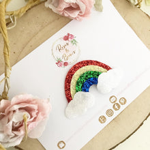 Load image into Gallery viewer, Bright Rainbow Glitter Clip, Headband or Brooch
