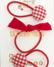 Load image into Gallery viewer, Red School Hair Bows, Fringe Clips or Bobbles
