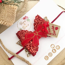 Load image into Gallery viewer, Red Christmas Present Hair Bow Headband or Clip
