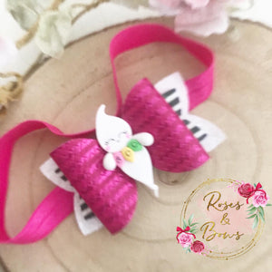 Pink Ghost Glitter Bow Headband or Clip