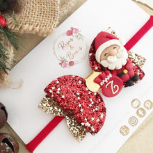 Load image into Gallery viewer, Personalised Christmas Santa Sack Hair Bow Headband or Clip
