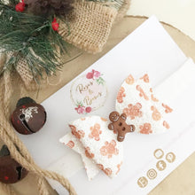 Load image into Gallery viewer, Christmas Gingerbread Glitter Hair Bow Headband or Clip
