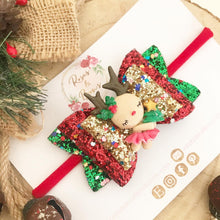 Load image into Gallery viewer, Christmas Dancing Reindeer Hair Bow Headband or Clip
