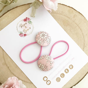 Pink Liberty Floral Bobble Hair Ties Set of 2